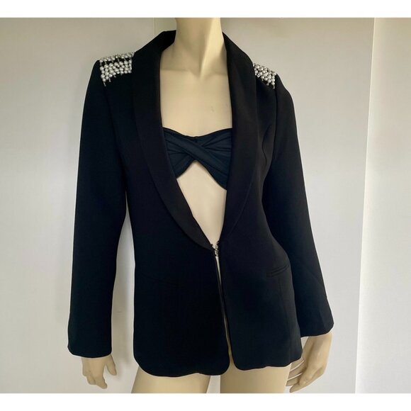 Vintage Blazer, Size S/M, 90s Black Western Style Jacket with Pearl Epaulettes - Picture 7 of 9